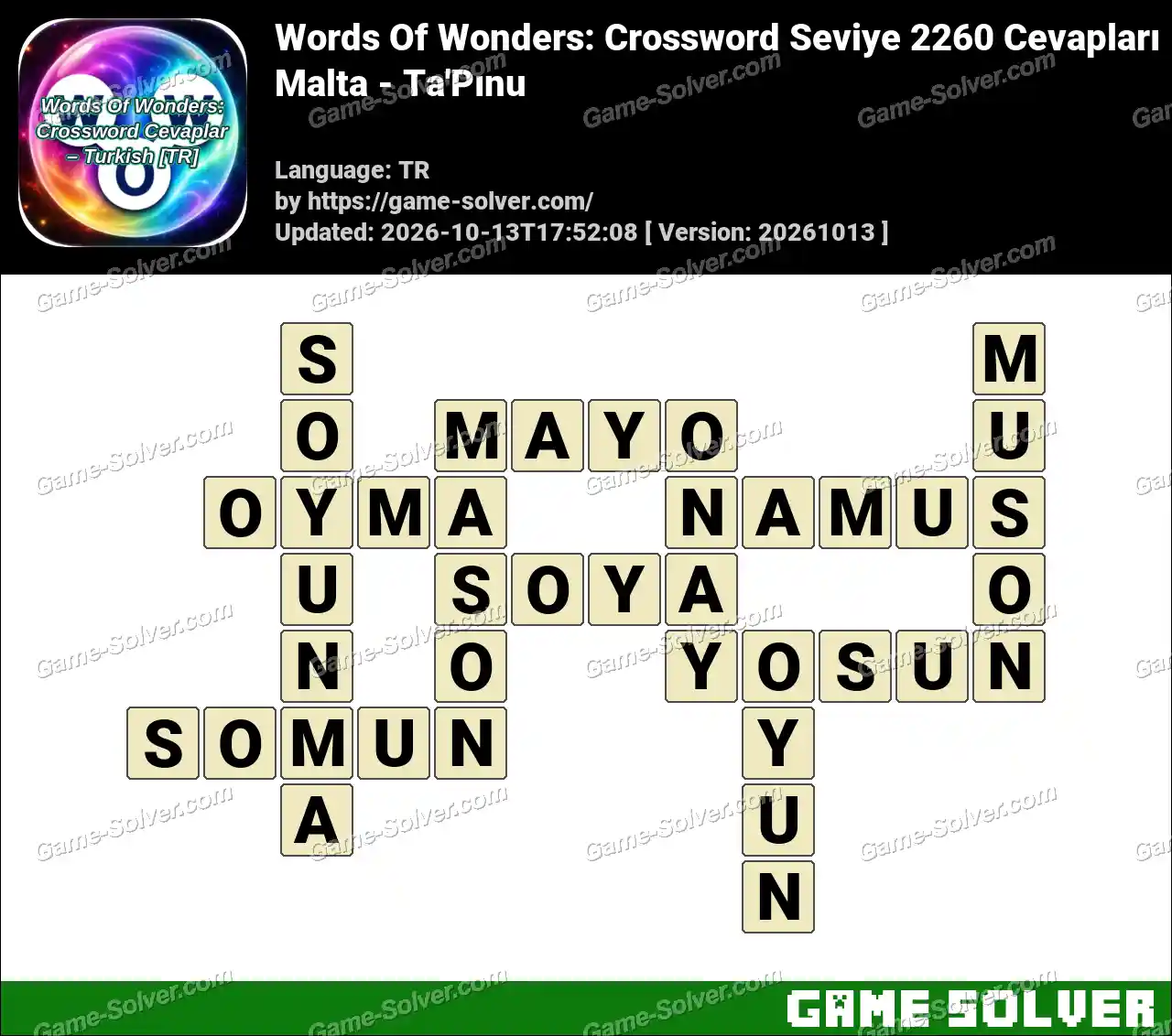 Words Of Wonders: Crossword Seviye 2260 Cevapları – Malta – Ta’Pınu